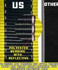 Reflective black and yellow webbing for Heavy Duty Car Trailer Tie Down Straps Kit comparison with text overlay.