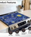 Abstract Blue Glowing Moon Stove Top Cover Protector For Electric And Induction Cooktops on kitchen counter