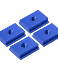 Blue Aluminum T Track 1.2 Inch 10 Pack With M6 Holes, showing four pre-drilled T-slot mounts for woodworking fixtures.