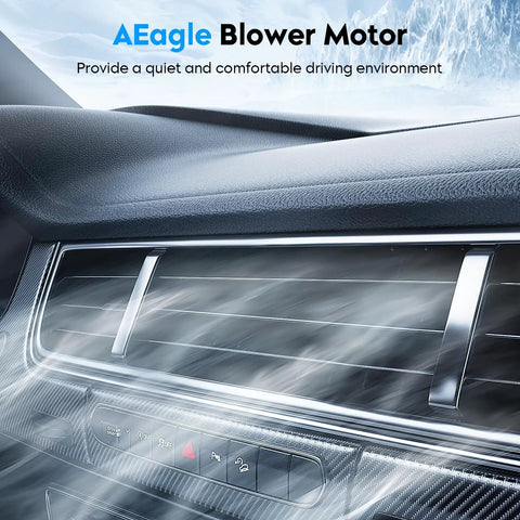 Honda Compatible Front HVAC Heater Blower Motor Fan Assembly For 2001-2005 Civic Coupe/Sedan, 2002-2006 CR-V, dashboard view.