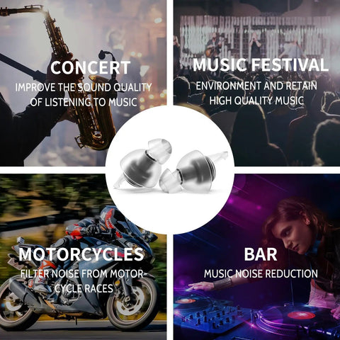 High Fidelity Concert Ear Plugs For Musicians And Festivals, Reusable 23dB Noise Reduction Ear Plugs Made From Soft TPE, Eco Friendly Two Pack
