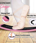 Ballet leg on Portable Turning Board For Dancers Ballet Spin Board Ice Skaters Cheerleaders And Gymnasts to Improve Turns Balance and Stability Travel Size Twelve Inches Long Three Point Five Inches Wide Six Ounce Weight Ideal For Home Studio Practice On The Go, showing flexible design on wooden floor.
