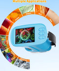 Kid Friendly Handheld Microscope With 4K Live View, 2.4 Inch IPS Screen, 1000x Magnification, Built In Camera, 12 Prepared Slides, STEM Educational Toy for Learning and Exploration, Perfect Gift for Ages 3 to 12 showing cells, plants, hair, skin, pollen