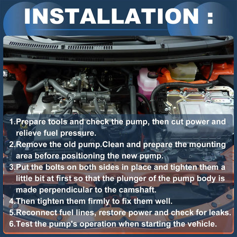 Steps for installing High Pressure Fuel Pump Assembly For Cadillac ATS CTS CT6 GMC Acadia Canyon And Camaro 2016-2019