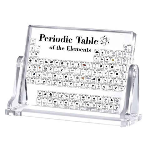 Cool Clear Acrylic Periodic Table With Real Elements Inside Size 6.7 By 4.7 Inches Ultimate Educational STEM Gift For Kids Students And Science Teachers
