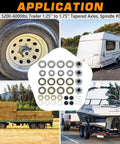 Trailer Axle Hub Bearings Kit With 2.44 Inch Dust Caps And Seals For 5200 To 6000 Lbs Trailers Tapered Spindle D42 image