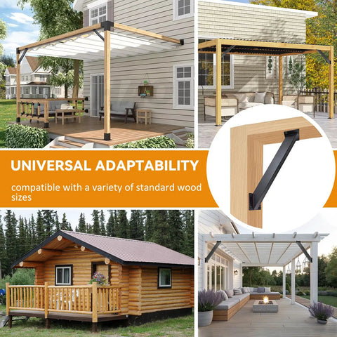 Heavy Duty 45 Degree Angle Support Bracket Kit For Pergolas, Decks And Pavilions, Steel Post And Beam Connectors, Weatherproof And Rust Resistant, Ideal For Cabins, Backyards, Terraces, Stairs, 12 Piece Set