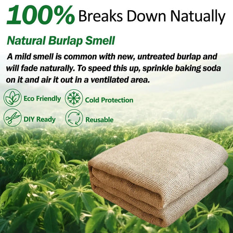 40 Inch Wide Burlap Fabric Roll By The Yard Natural Jute Garden Material For DIY Crafts And Outdoor Projects A Workhorse For Tree Wrap Outdoor Plant Cover Weed Barrier Landscaping Rustic Party Decor Thick Durable Breathable 100 Percent Natural Jute over green plants