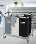 Rolling Laundry Cart With Wheels 240L 3 Section Hamper For Dirty Clothes Towels And Toys Dorm Room Organizer in laundry setting