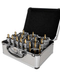 18 Piece Carbide Hole Saw Kit For Metal From Half Inch To Two And One Eighth Inch Beast-Mode Heavy Duty TCT Hole Cutters in case
