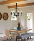 8-Light Black Chandeliers For Dining Room And Kitchen, Vintage Farmhouse Candle Chandelier With E12 Base in dining area