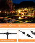 Outdoor String Lights 100Ft IP65 Waterproof Connectable Dimmable Patio Cafe Porch Party Vintage Edison Shatterproof Bulbs E26