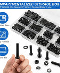 192 Piece M6 Hex Socket Button Head Screw Assortment Kit With Dead Simple 10 9 Grade Bolts in a compartmentalized storage box.