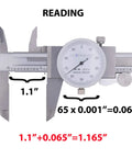 Dial Caliper 0-8 Inch Stainless Steel With Double Shock Proof Design For Home DIYers And Pros, 1.5 Inch Dial, measurement reading