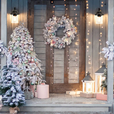 Outdoor Wall Lantern Waterproof Exterior Light Fixture With Clear Glass Shade For Front Porch And Door Modern Farmhouse Style Sconce In Oil Rubbed Bronze That Delivers Classic Look And Weatherproof Durability Built To Last on festive porch with holiday decor.