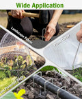 Image showing various applications of 200 Pack Landscape Staples Garden Stakes 6 Inch 11 Gauge Galvanized Ground Pins.