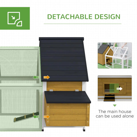Wooden Chicken Coop With Detachable Run For Outdoor Poultry Cage Nesting Box Roosting Bars Ramp Removable Tray And No Fuss Assembly