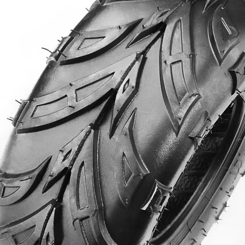 Close-up of tread pattern on Tubeless 145 70 6 Tire Set For Coleman PowerSports Mini Bikes Go Karts ATVs And Four Wheelers 2 Pack