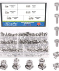 Rock Solid Heavy Duty M5 And M6 Cage Nut Screw Kit With Washers Square Hole Rack Mount Hardware For Server Cabinets Top Shelf 160 Piece Kit For Tech Pros in organized storage box.