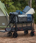 400L Large Capacity Folding Wagon With Brakes, 54 Inch Extender, Double Decker Cart, Beefy Heavy Duty Collapsible Wagon Up To 450lbs