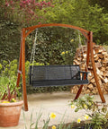 Upgraded Patio Wooden Porch Swing For Courtyard And Garden, Heavy Duty 880 Lbs Swing Chair Bench With Adjustable Chains