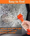 Person using Car Window Breaker Hammer And Seat Belt Cutter 2 In 1 Emergency Escape Tool For Cars Safety Glass Breaker Auto Safety Essentials And Accessories 3 Pack on a cracked car window