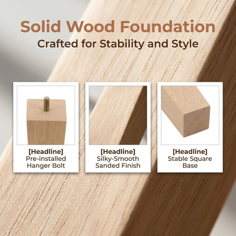 Heavy Duty Square Wood Furniture Leg Set For Sofa Couch Table Chair And Cabinet With Screws Easy Install Riser Legs details