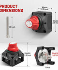 Heavy Duty On Off Battery Disconnect Switch For 12V To 48V 275A Continuous 455A Peak Automotive RV Marine Ignition Protected