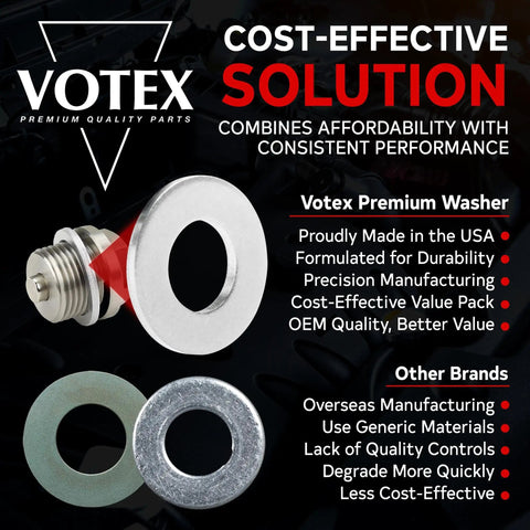 Made In USA M12 Oil Drain Plug Crush Washer Set, 20 Pack Aluminum Gasket Seals For Infiniti, Lexus, Nissan, Toyota And More, 12mm Crush Washers For Precise Oil Tight Seals And Durable Performance shown with assorted washers