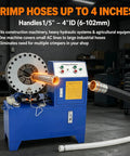 Top Tier 220V Electric Hydraulic Hose Crimper For Auto And Shop Use Covers 1/5 To 4 Inch Tubes Includes 14 Interchangeable Dies.