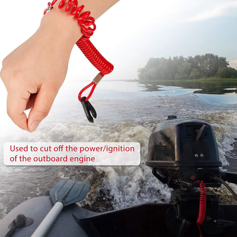Hand with 4 Pack Universal Boat Kill Switch Lanyards Durable With Stop Switch Keys Emergency Engine Cord Tether For Outboard Motors Red Safety Lanyards, outboard scene