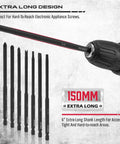 32-piece extra-long security bit set with 6-inch S2 steel bits for tamper-proof screws; 1/4-inch hex shank for electric/impact drills