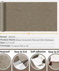 Taupe Grasscloth Wallpaper Peel And Stick 32 Inch Wide By 354 Inch Long Roll with product details and features.