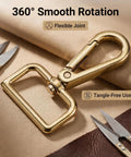 Heavy Duty Gold Zinc Alloy Swivel Lobster Clasps With Push Gate Snaphooks, 360° rotation, tangle-free use, durable hardware.
