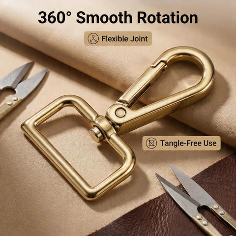 Heavy Duty Gold Zinc Alloy Swivel Lobster Clasps With Push Gate Snaphooks, 360° rotation, tangle-free use, durable hardware.