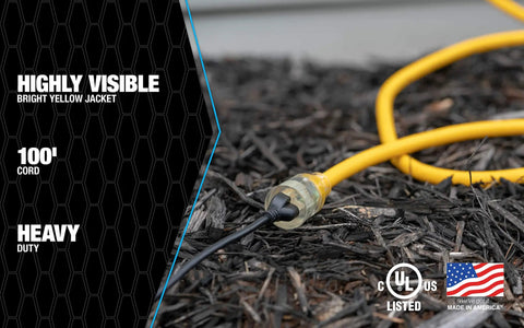 Polar Solar Extra Heavy Duty Outdoor Extension Cord Built Tough For Cold Weather And Rugged Use With SJEOOW Jacket in mulch