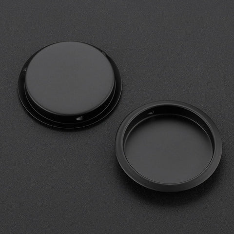 Two Pack Round Pocket Door Pulls For Closet Doors Two And One Eighth Inch Black Finger Pulls With Easy Snap In Installation No Nails Needed