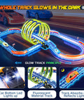 Slot Car Race Track Set With Glow In The Dark Tracks, 71 Pieces, USB Rechargeable Light Up Car, 360 Degree Triple Loops.