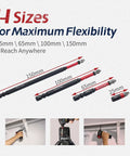 Diamond Grit PH2 Screwdriver Bit Set 10 Piece Magnetic Drill Bits For Stainless Steel Screws Anti Slip Grip Lengths 25 65 100 150mm shown in four sizes