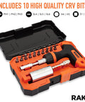 Universal Socket Tool Set For Men 15 Piece Gift Kit With 1/4 To 3/4 Inch Wrench Grip, T Handle Ratchet Driver, 10 Screwdriver Bits