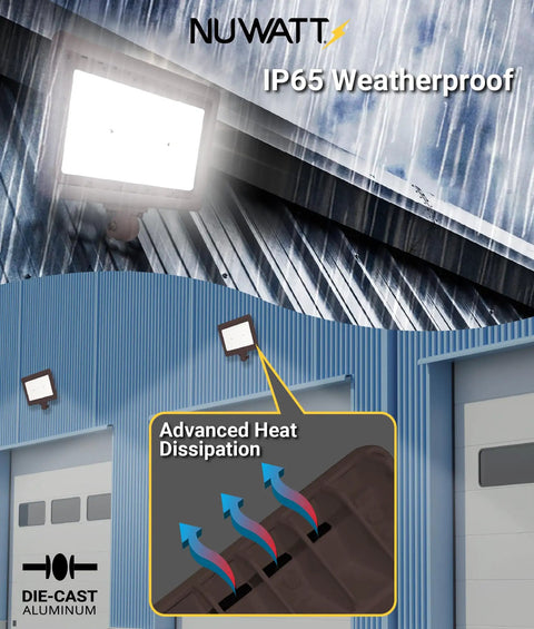 90W LED Flood Light With 3CCT 3000K 4000K 5000K Selectable, IP65 Waterproof Outdoor Security Floodlight on metal building