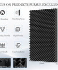 Gamechanging 1 Pack Egg Crate Acoustic Foam Panels High Density Soundproof WallTiles 24x48 inch black panel with 3D design.