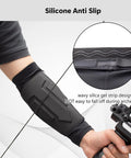 Cooling Archery Arm Guard Sleeve With Full Forearm Coverage, silicone anti-slip design, black, lightweight, breathable.