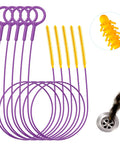 Reusable 35 Inch Drain Snake 5 Pack With Thick Bristle Brush for removing hair and soap scum from drains.
