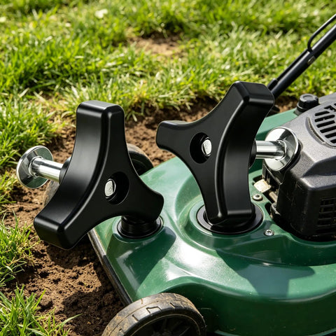 Upgrade Your Ride With These Tough Laqusie Two Piece Screw And Knob Bolts For Lawn Mower Handles Featuring No Tools Needed Universal Fit For Push And Riding Tractors To Fix Worn Grip And Boost Stability Instantly With Durable Steel Build Today, black steel mower handle bolts on lawn tractor