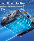 Close-up of Cordless Robotic Pool Vacuum With Track Drive And Sonar Navigation 180W Brushless Motor in action underwater