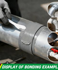 Ultra Tough Metal Epoxy Adhesive For All Metals And Surfaces Waterproof Quick Set Bond shown on pipes and metal surfaces