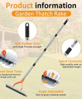 Heavy Duty Thatch Rake With Adjustable Handle 15 Inch Dethatcher Rake For Lawn Garden And Yard Cleanup Strong Steel Construction