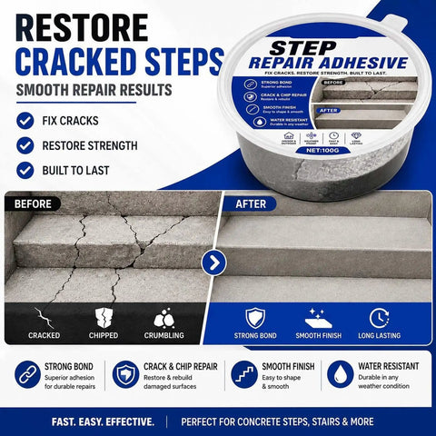 Heavy Duty Concrete Crack Filler For Outdoor Patios And Floors Joint Repair Glue, 100g, for repairing cracked concrete steps.