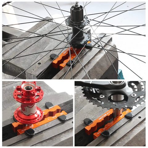 Bike Axle And Spindle Vise Insert With Magnetic Clamp securely holding bike parts on a bench for maintenance.